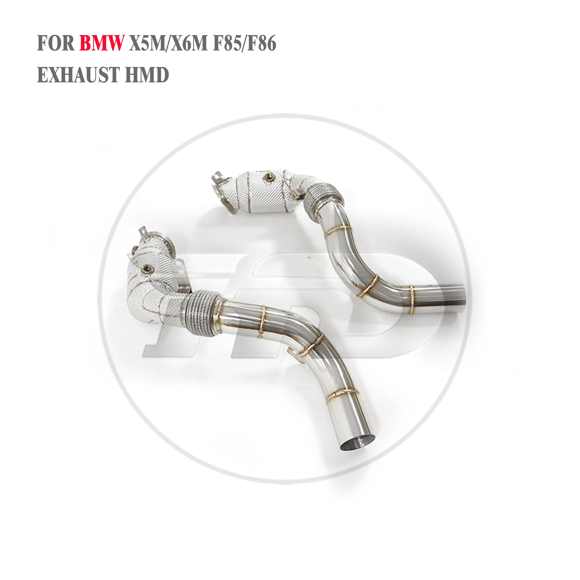 HMD Exhaust System High Flow Performance Downpipe for BMW X5M X6M F85 F86 4.4T 2015-2018 Catted Catless Pipe Without Heat Shield