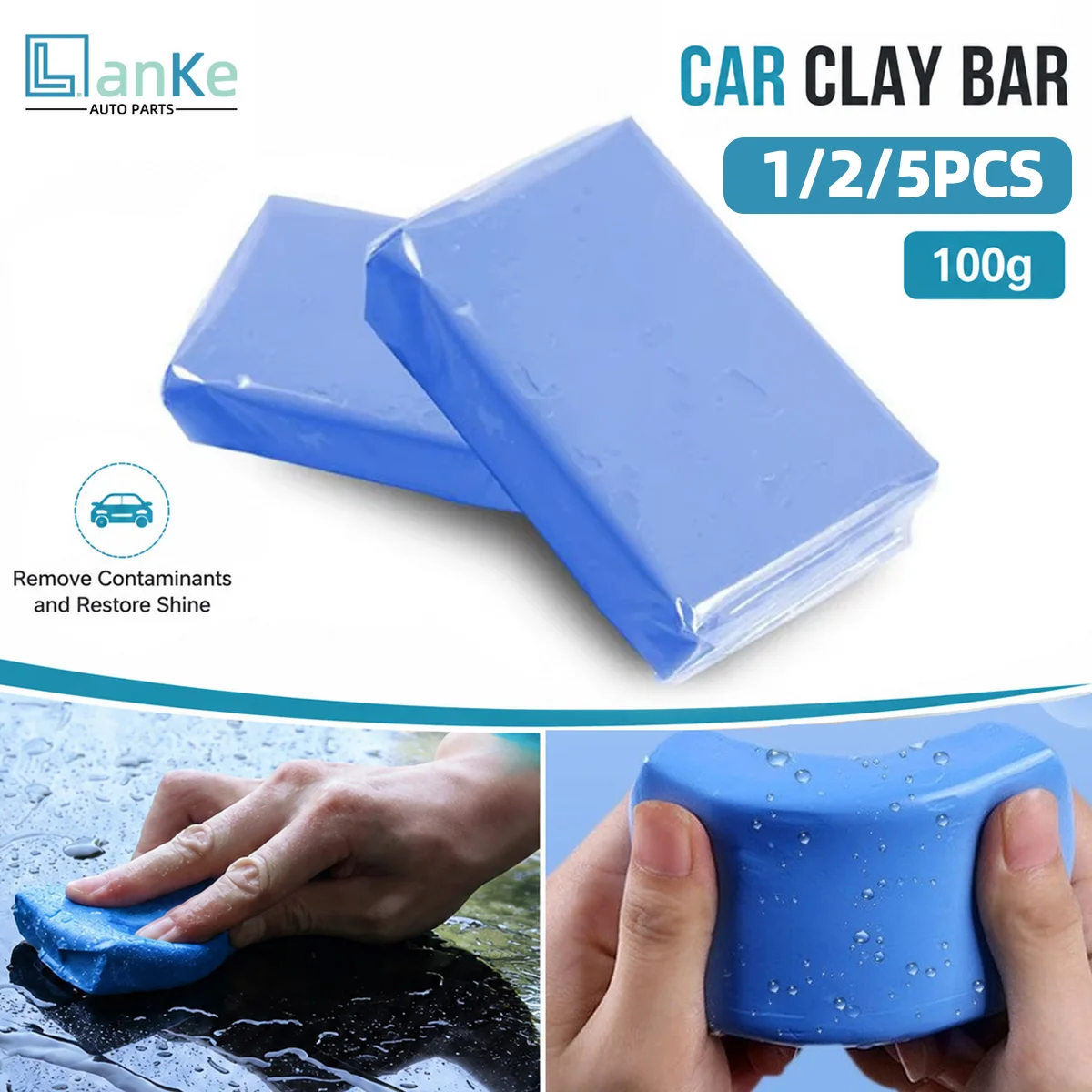 Lanke 1/2/5PCS Car Clay Bar Auto Detailing Cleaner for Car Paint Surface Decontamination Remove Tar Overspray Smooth Finish Care