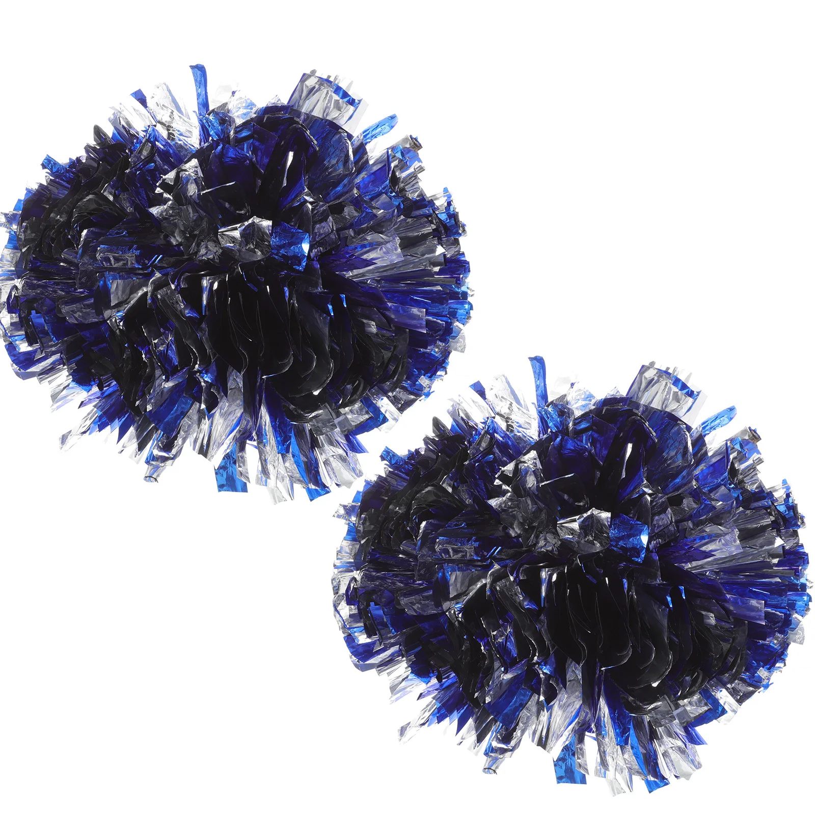 

2Pcs Reusable Blue White Cheerleader Pom Poms Metallic Hand Flowers Cheering Squad Performance Decor Cheering Supplies