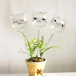 Ampoules d'Arrosage existent en Forme de Chat, Système en Verre Clair pour Plantes