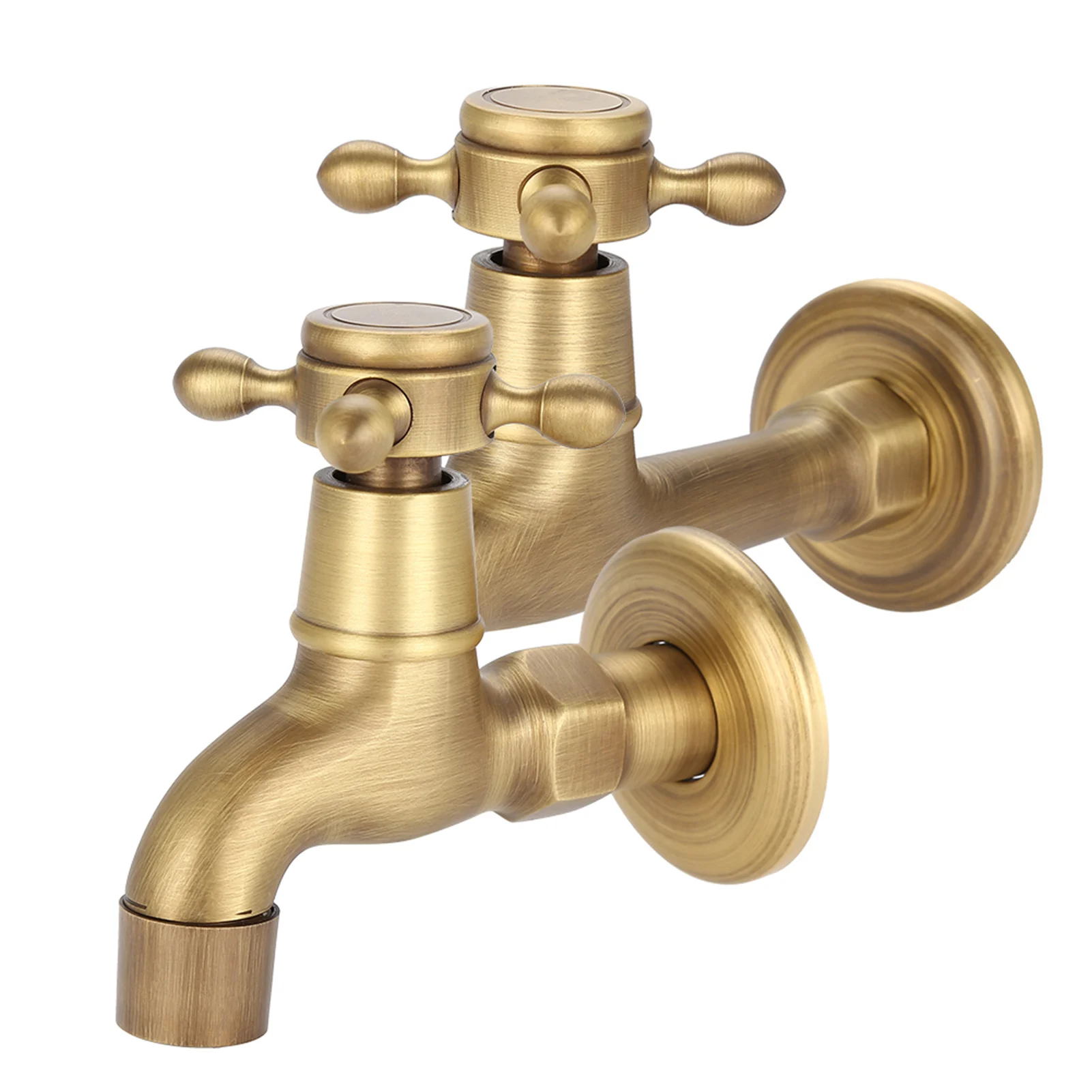 Wall Mounted Vintage Solid Brass Faucet Single Cold Water Tape for Kitchen Sink Mop Pool