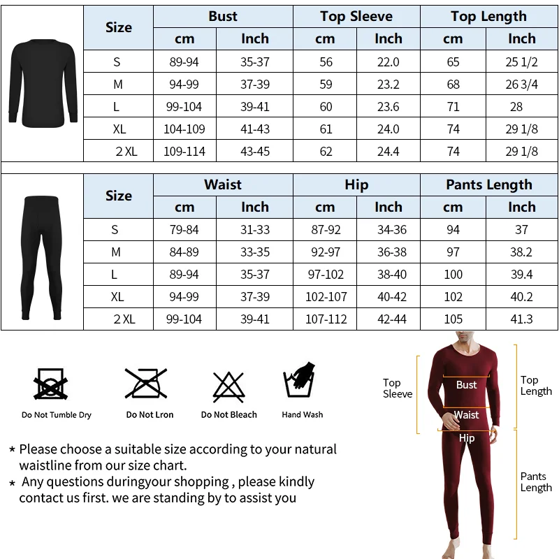 Winter Men Thermal Underwear Set Round Neck Long Johns Double-side Brushed Fabric Top & Bottom Keep Warm Soft Clothing Pajamas