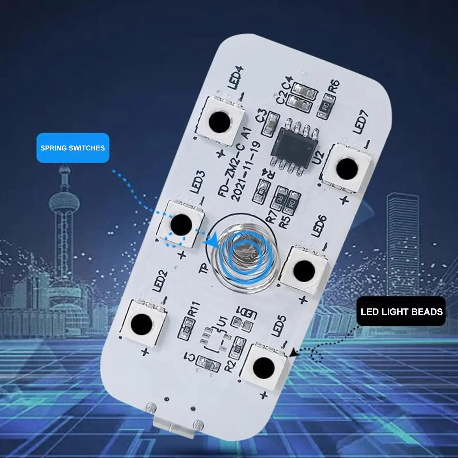 LED Lighting Car Interior Wireless Decoration Rechargeable 6-Bead LED Inside Car Lights For Truck RV Ceiling Door Storage