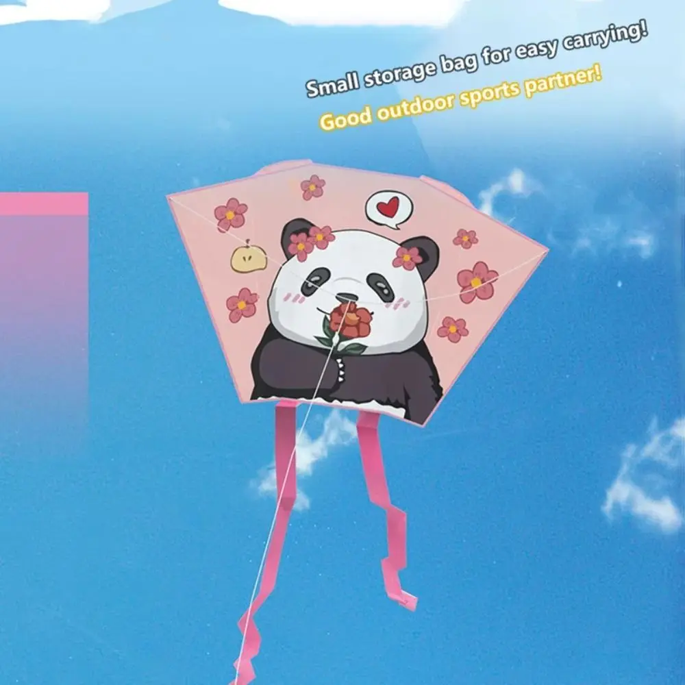 Frameless Spring Outing Pocket Kite Easy To Fly Handheld Cartoon Panda Wind Kites Foldable Colorful Foldable Children Kite Toys