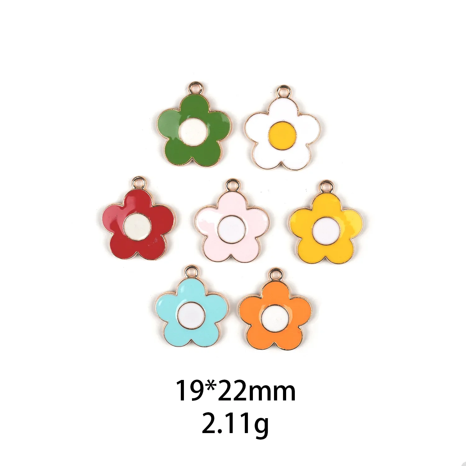 10pcs Flowers with Green and Blue Petals Enamel Charms 19*22mm Zinc Alloy DIY Floating Pendant Fashion Jewelry Accessories