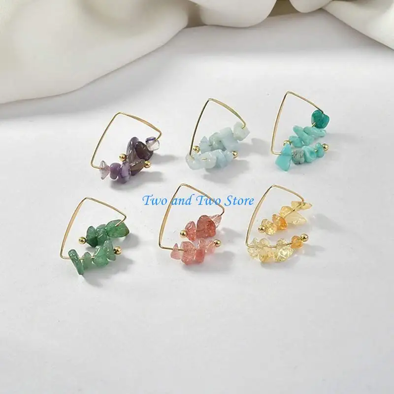 HX6F 1 Set Natural Irregular Gemstones Beads with Jump Rings Ear Hooks Scissors Lobster Clasps for DIY Jewelry Making