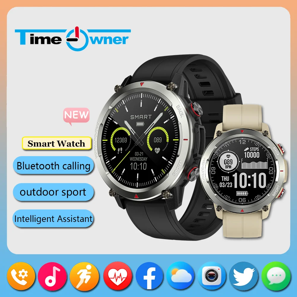 

Time Owner 2025 NewSmart Watch Men Sport Watches HD AMOLED Display Outdoors Barometer Compass Smartwatch Bluetooth calling