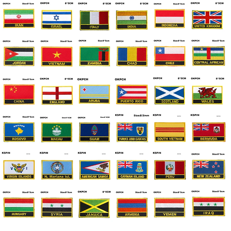 Flag Patches Venezuela Uganda Ukraine Uzbekistan Uruguay Spain Greece Singapore New Zealand Hungary Syria Jamaica Armenia Yemen