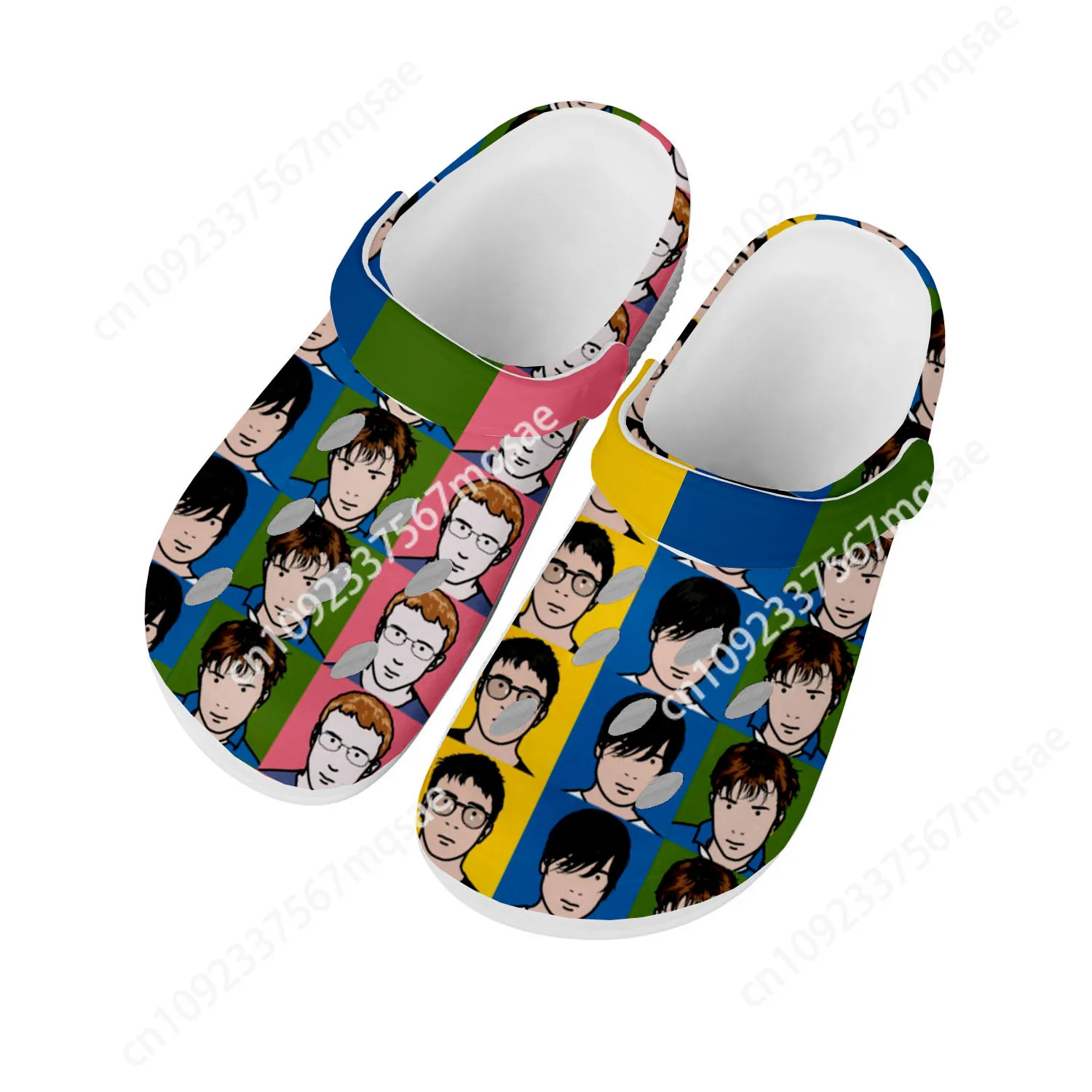 

Blur Band Rock Band Pop Home Clogs Custom Water Shoes Mens Womens Teenager Shoe Garden Clog Breathable Beach Hole Slippers White