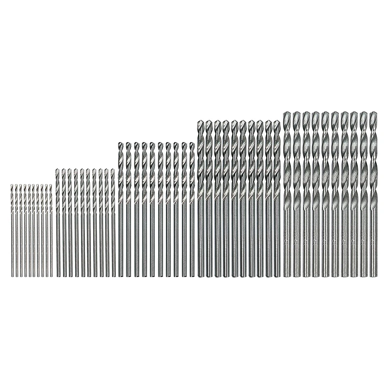 High Speed Steel 50pc Natural Color Small Twist Drill 1-3mm White Straight Shank Drill Bit Electric Drill DIY Woodwork Tool Set