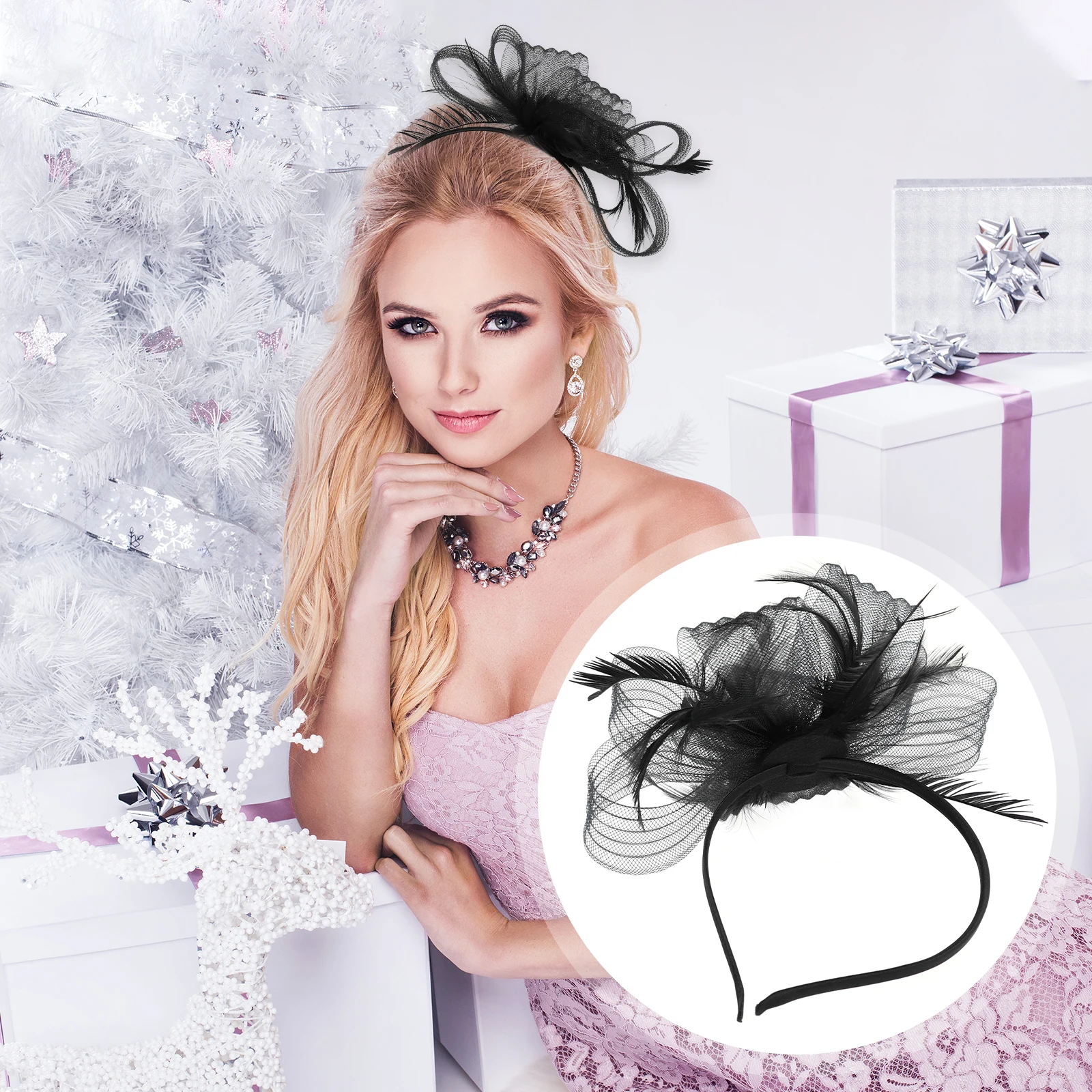 

Retro Fascinator Hats Elegant Romantic Glamorous Look for Women Tea Party Wedding Bridal Headpiece Hairband Accessories