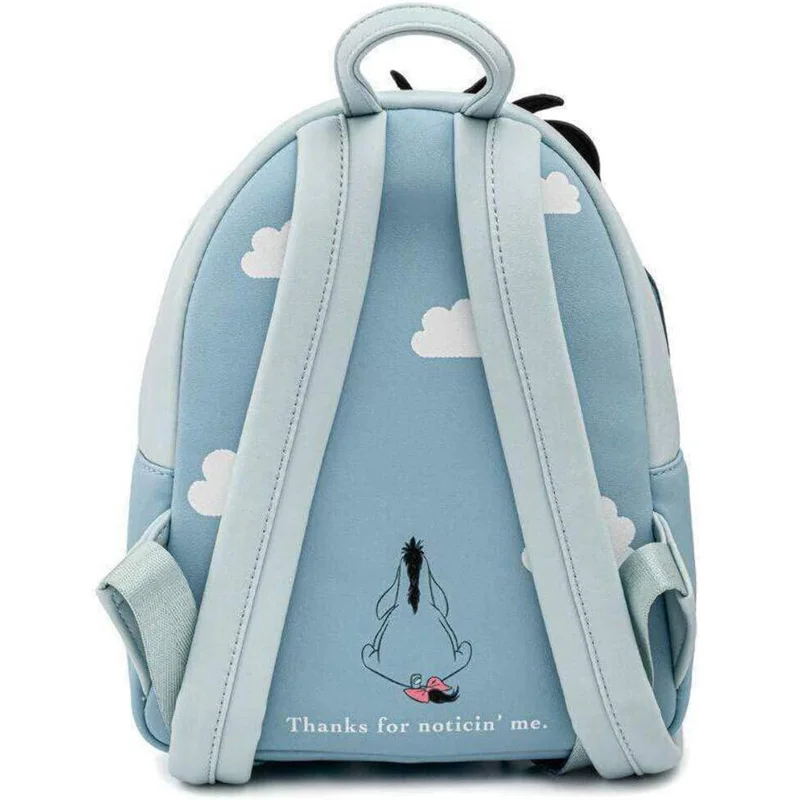 Disney Eeyore Cosplay Womens Double Strap Shoulder Bag Purse Winnie The Pooh Friends Cute Blue PU Leather Backpack