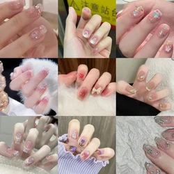 24Pcs Acrylic Press On Nails Cute False Nails Coffin Almond Artificial Fake Nails with glue Full Cover Nail Tips  Manicure Tools