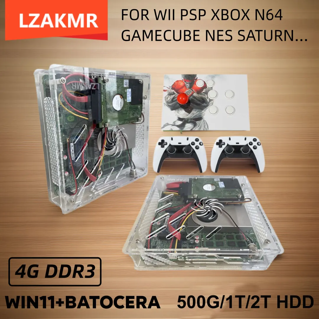 

LZAKMR I3-3110M Retro Super Console U7 2T HDD over 70000+ Classic Games For Wii PS2 SS DC PSP GameCube Plug and Play on TV