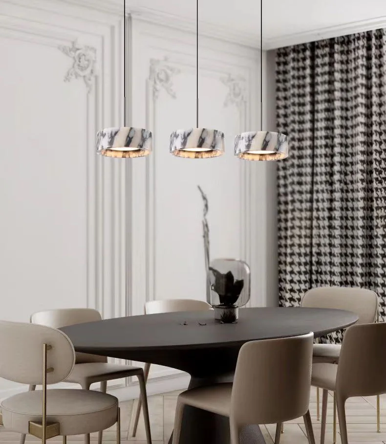 Natural Stone LED Chandelier Dimmable Wire Height Adjustable