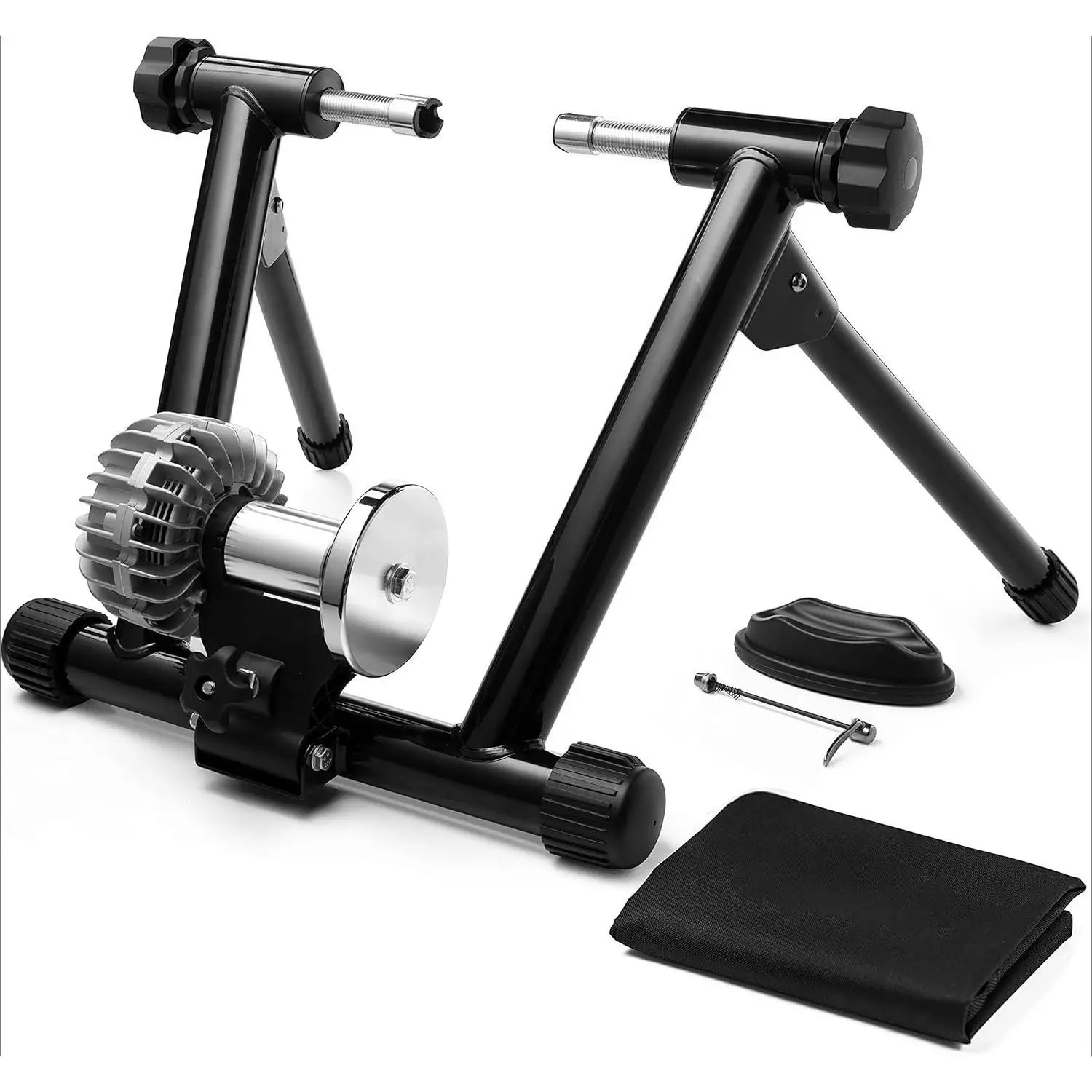 

W-Fluid Bike Trainer Stand for Indoor Riding – Portable Foldable Stainless Steel Trainer, Noise Reduction,