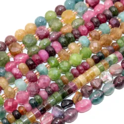 Natural Stone Colorful Tourmaline Rondelle Square Irregular Round Loose Space Beads For Jewelry Making Diy Bracelet Accessories