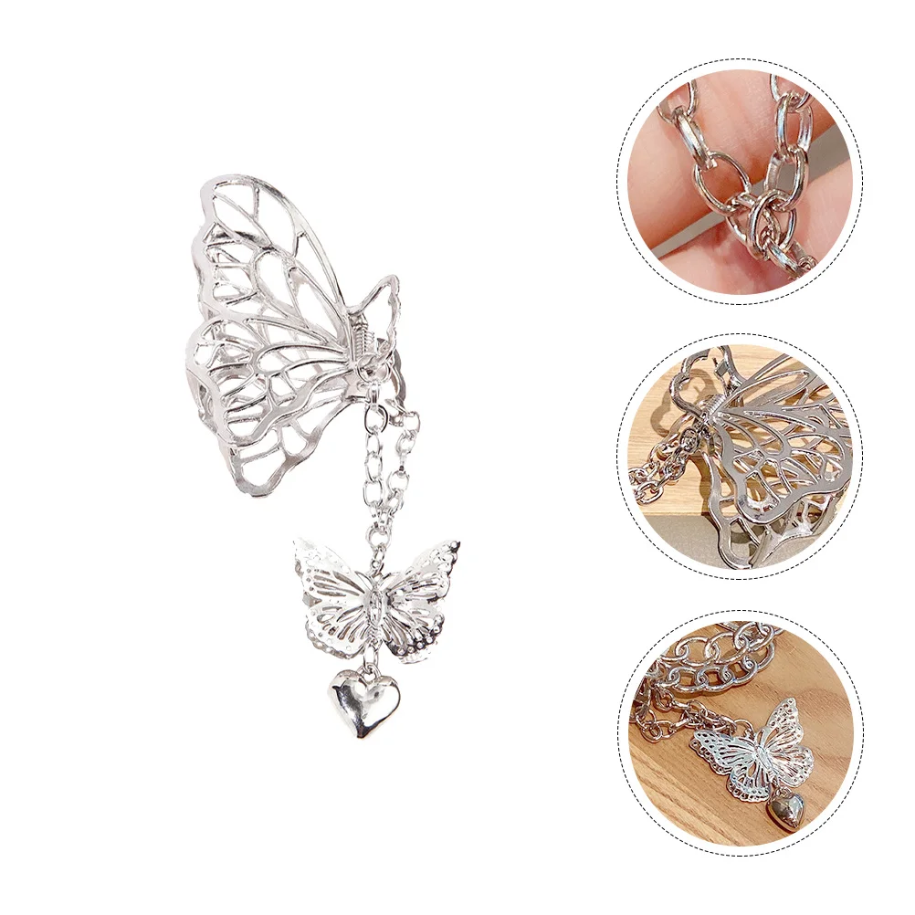 

1pc Metal Hair Claw Chain Hairclip Hollow Design Woman Headdress Hair Grip Wedding Party Celebration Accessory Silver Durable