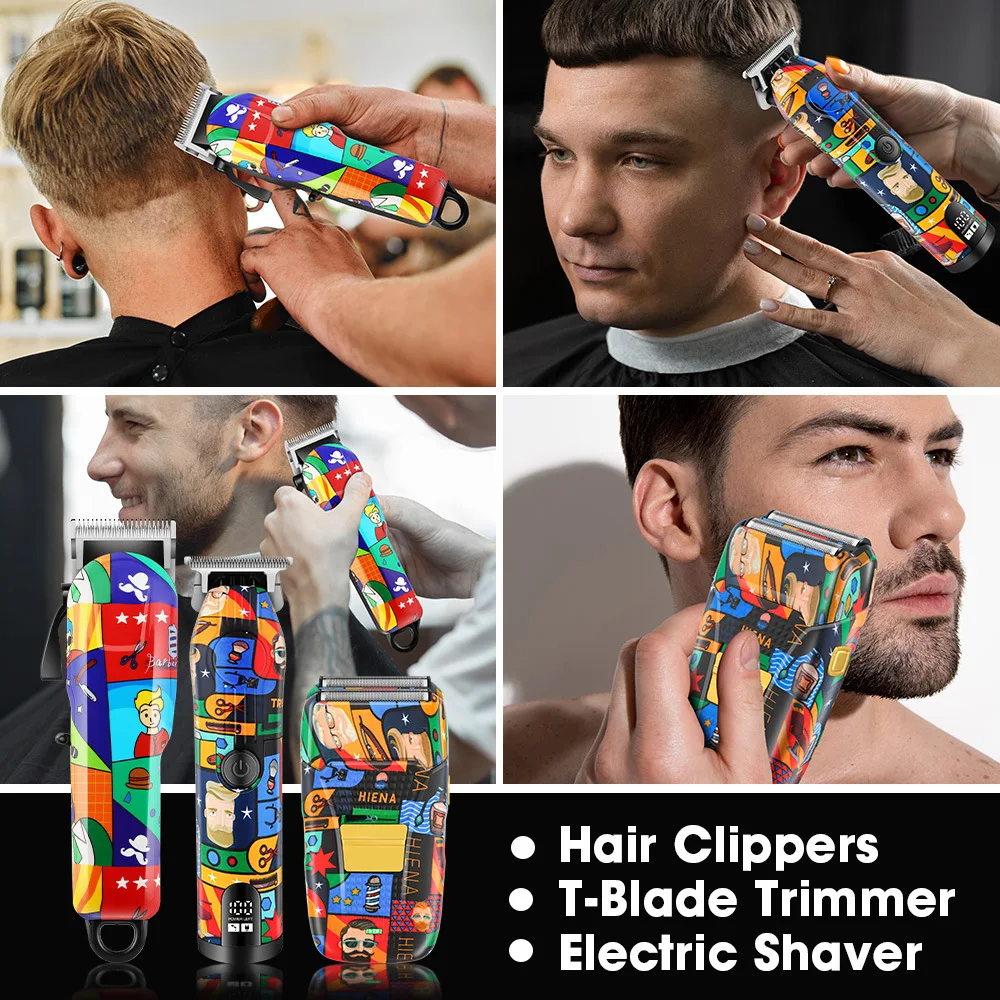 HIENA ماكينة تشذيب الشعر اللاسلكية العصرية على شكل جرافيتي تصميم ماكينة قص الشعر الكهربائية ماكينة حلاقة شعر اللحية الاحترافية