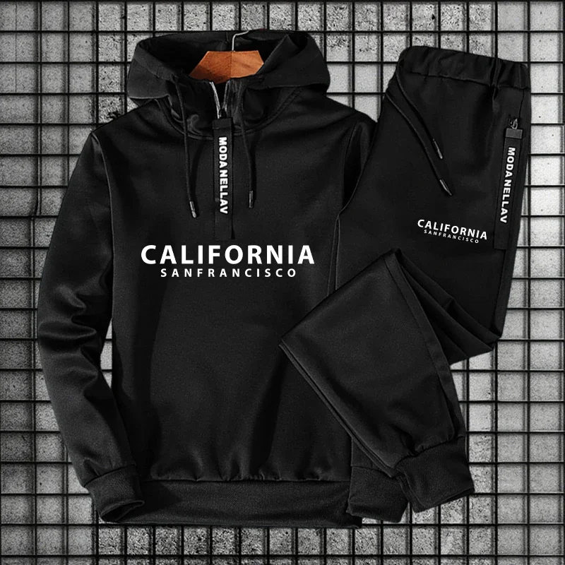 Autumn Winter Daily Casual Sports Jogger Suit Men Women Set/Hoodie/Pants California Fashion Tracksuit Half-Zip Hoodie Sweatpants