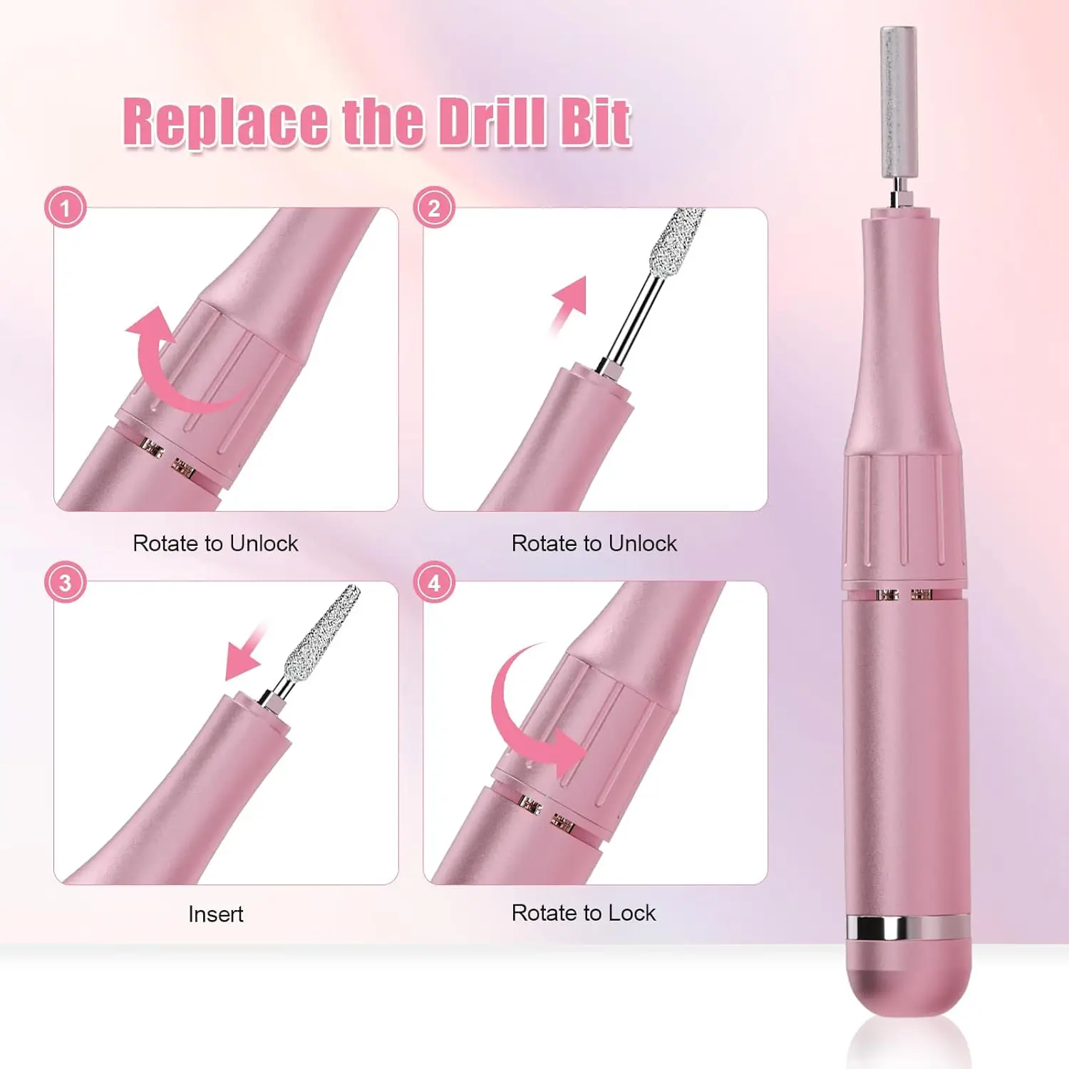 35000RPM Electric Nail Drill Machine Professional Nail Drills for Gel Nails Polish Rechargeable Portable Nail File Manicure Tool