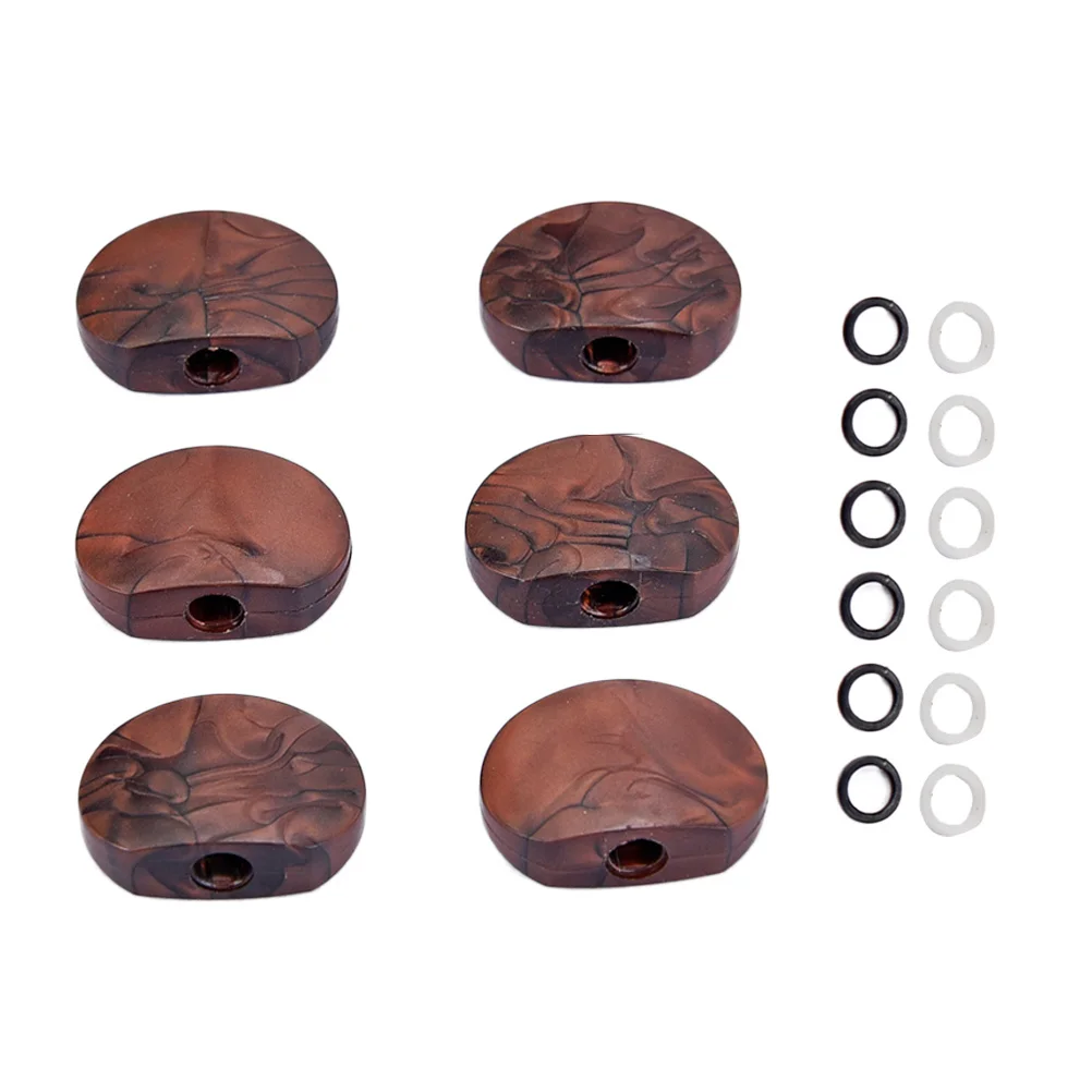 6 pcs Coffee Brown Guitar Tuning Pegs Replacement Acrylic Button Machine Heads For Acoustic Guitar Sealed Tuners Set With