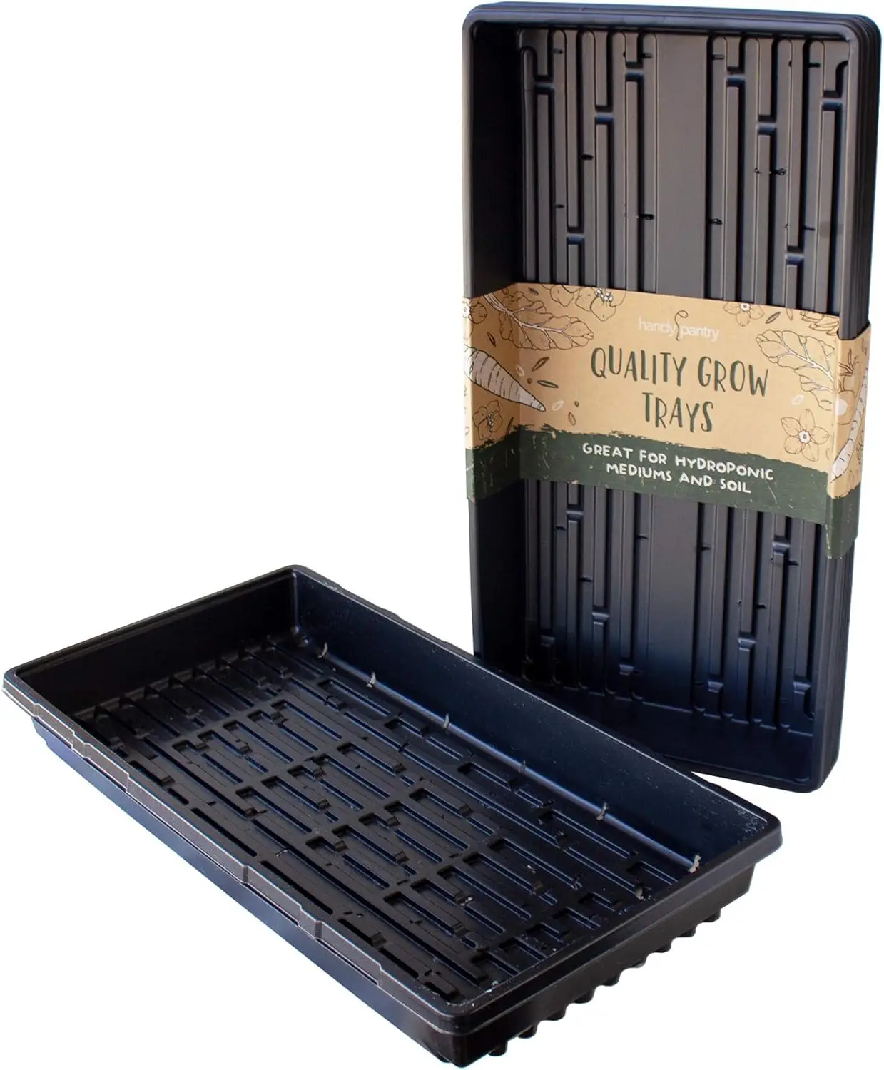 

10-Pack 1020 Garden Growing Trays with Drain Holes - 10" x 20" Plastic Plant Trays with Holes - Wheatgrass Sprouting Tray, Micro