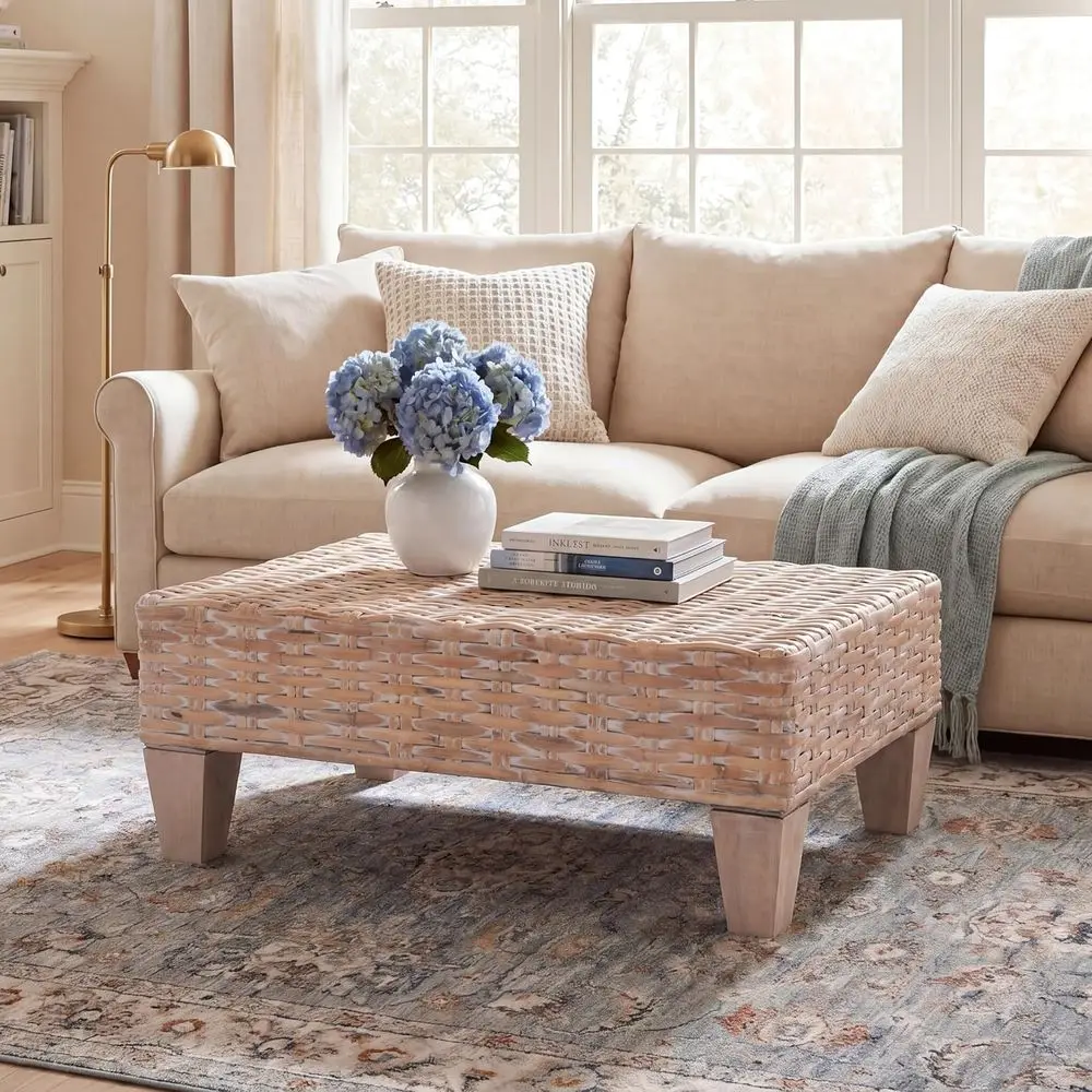 Natural White Wash Coffee Table for Home Collection