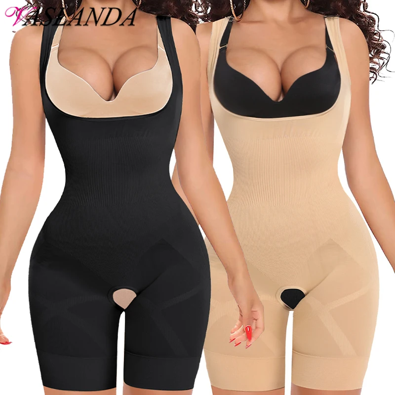Body damskie Shaperwear gorset modelujący talię odchudzanie pod biustem otwarte krocza Fajas kontrola brzucha urządzenie do modelowania całego ciała