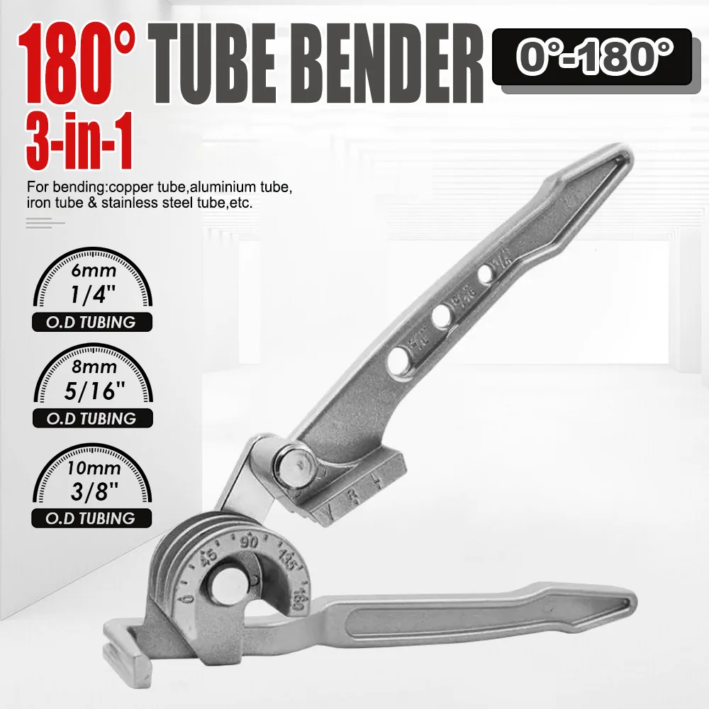 Tube Bender 3 in 1 Manual Tubing Bending Tools 1/4, 5/16, and 3/8 Inch for Copper Aluminum Brass and Thin Stainless Steel Pipes