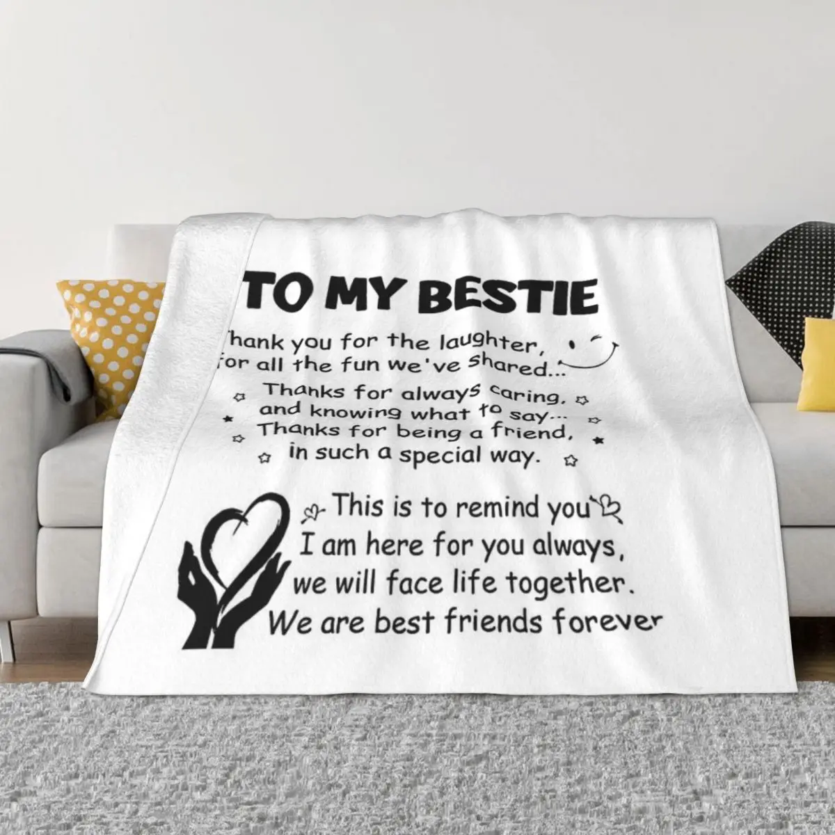 To My Bestie Thank You For The Laughter Quilt Bed Blankets Throw Blanket Winter Warm Blanket Throw Blanket