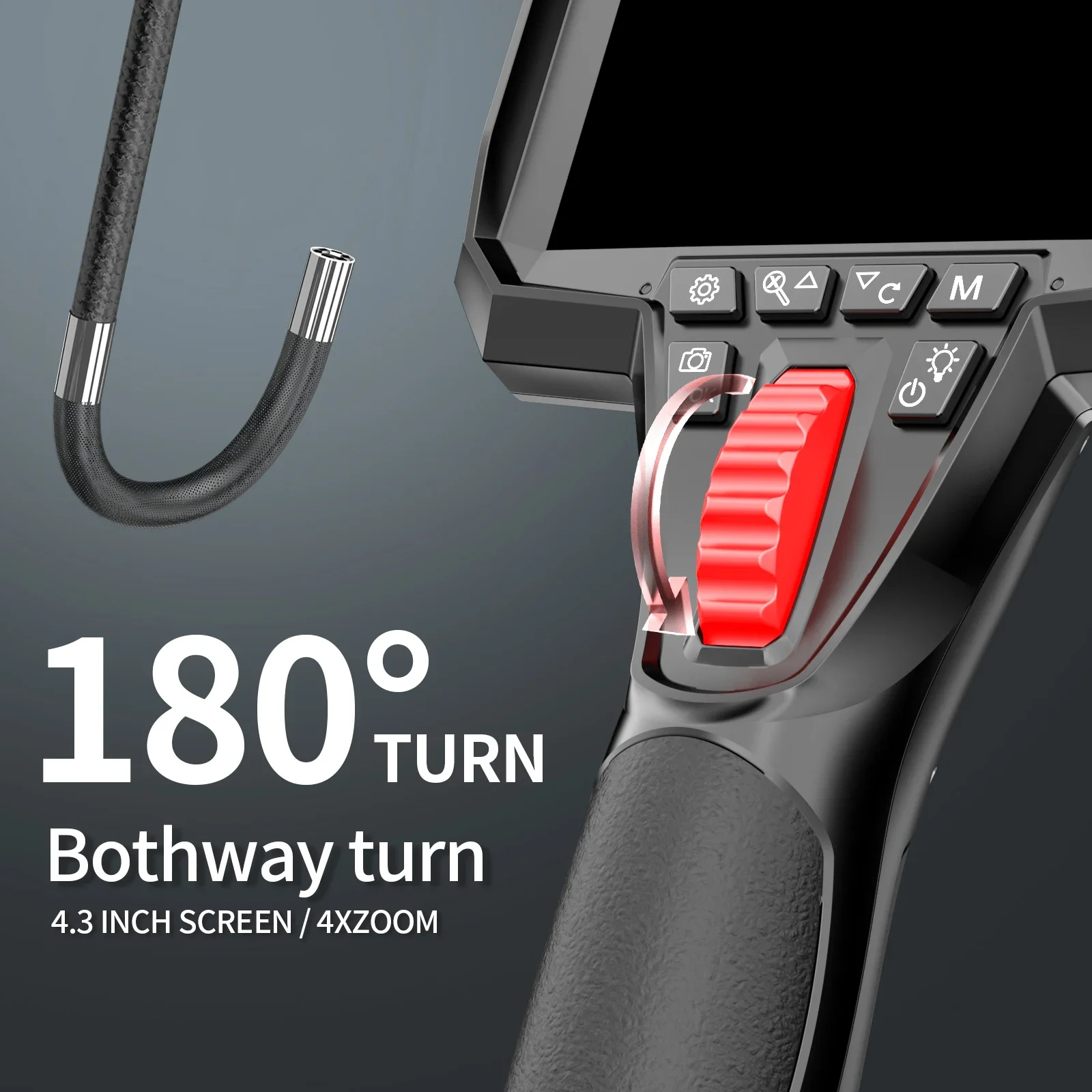 توضيح Borescope مع شاشة 4.3 بوصة 1080P كاميرا المنظار القابلة للتوجيه مع مسبار مفصلي لفحص المحرك