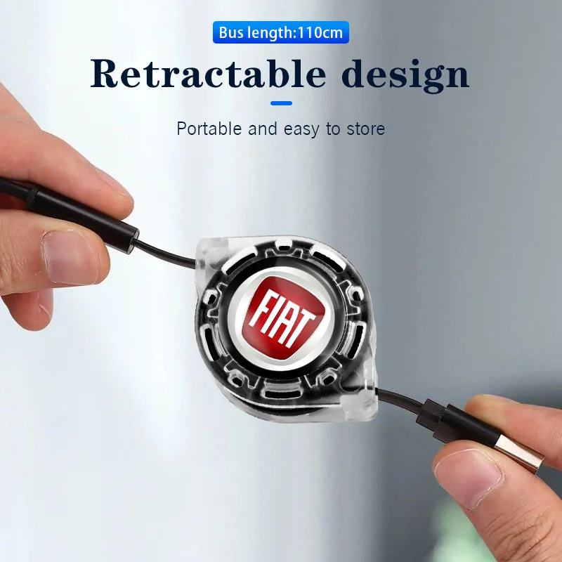 3 في 1 مايكرو USB نوع C كابل شحن شاحن متعدد لشركة فيات 500 بونتو باندا دوبلو ستيلو برافو فريمونت دوكاتو بوندو FR أبارث #1