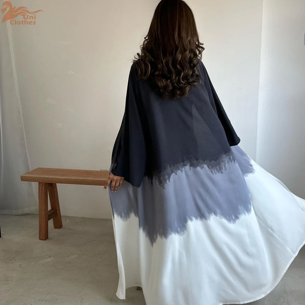 

Eid Muslim Tie Dye Print Abaya for Women Caftan Party Dress Ramadan Robe Dubai Abayas Long Evening Dresses Kaftan Robe