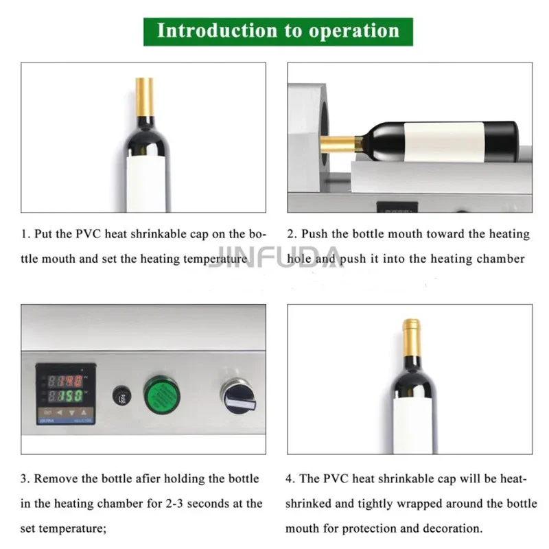 Stainless steel manual shrink wrap packaging machine machine red wine bottle plastic cap shrinker