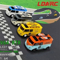 LDARC 1:64 V64 Mini Electric RC Car Model RTR 2.4GHz Desktop Mini Bus Vehicle Van Racing Car Desktop Entertainment Toys Kids Toy