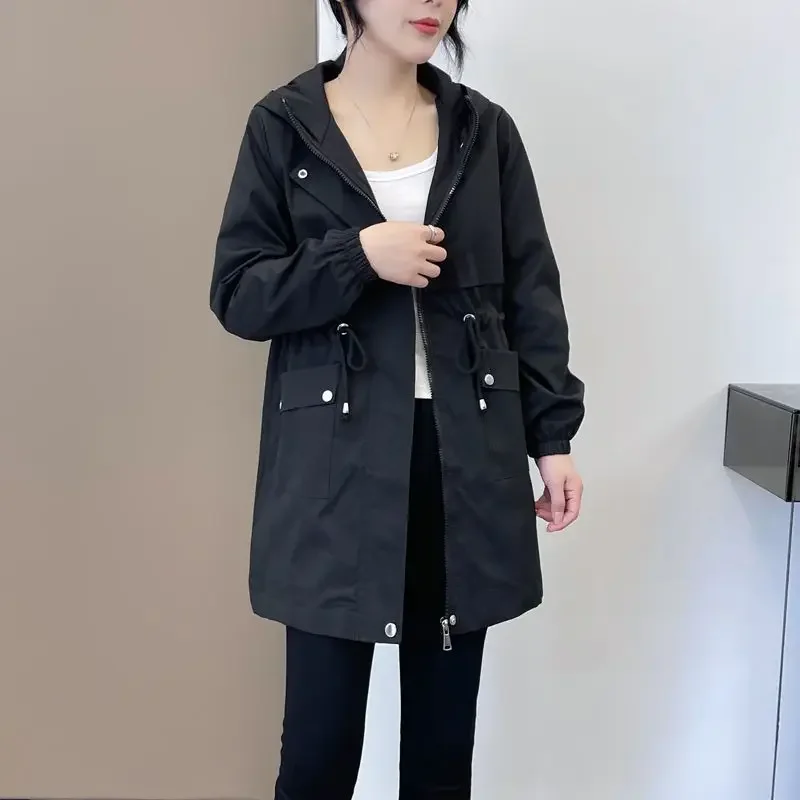 

2025 Winter Women's Windbreaker Coat with Fleece Lining Korean Style Loose Thickened Mid Length Outdoor Coat