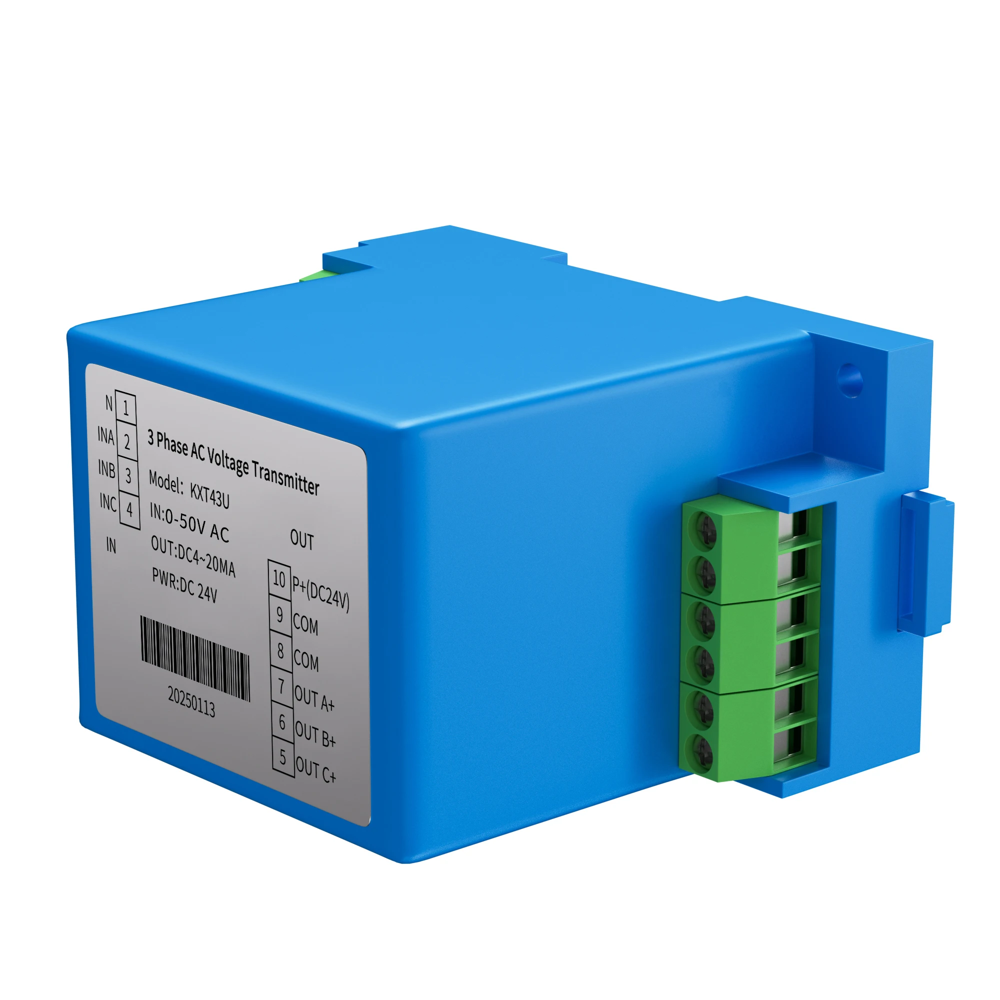 AC Voltage Sensor Transmitter 0-100V 0-220V 0-380V 4-20mA 0-10V 0-5V RS485 3P4W Voltage Transducer Transmitter