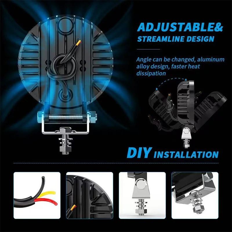 4 بوصة 9-30 فولت مربع/جولة DRL يوم تشغيل أضواء تعديل LED أضواء العمل على الطرق الوعرة أضواء السيارة ATV 4X4 المصابيح الأمامية فلاش