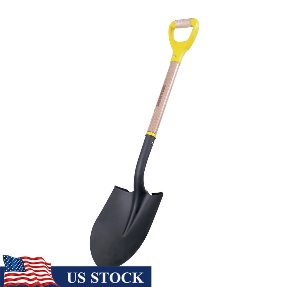 

30 Inch Durable Round Shovel High Carbon Steel Blade Gauge 16 Double Heat Treatment Contractor Tool Waxed Handle Heavy Duty