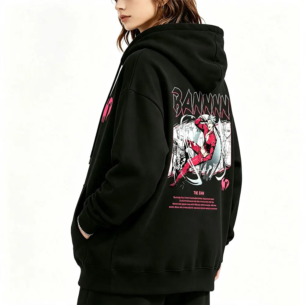 Sweat à capuche graphique Anime Les Sept Pêchés Capillésse, motif Pêché de la cupidité du Renard, pour Hommes et Femmes, Manga, Pullover Oversize, Style Décontracté Vintage