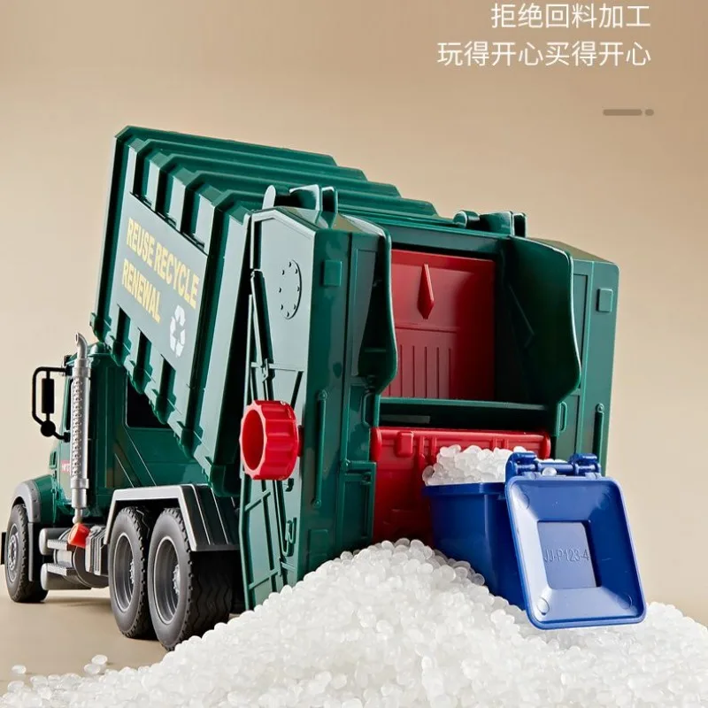 Big Garbage Truck Toy, Friction Powered Garbage Truck with Lights and Sounds Kids Recycling Trash Truck Kids Gifts