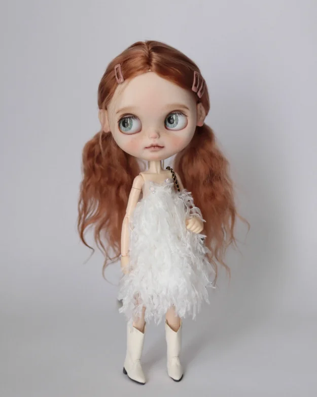 2025 1pcs feather French style Blythe Landoudou one-piece dress (Fit for azone,Pullip,Ob222426, Licca)