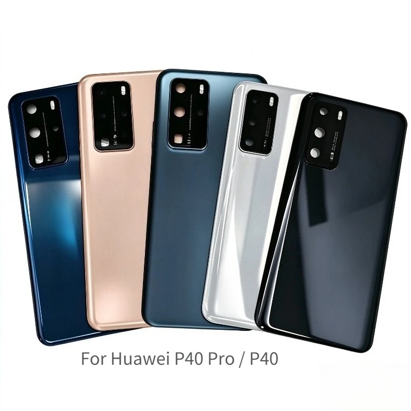 A+ Glass Battery Back Cover For Huawei P40 / P40 Pro, Rear Housing Door Replacement With Camera Frame, Repair Spare Parts