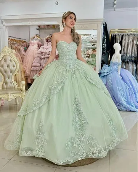 Vestidos de 15 anos quinceañeras hortelã verde renda vestido de baile quinceanera vestidos arco personalizado pageant vestidos de festa doce vestido