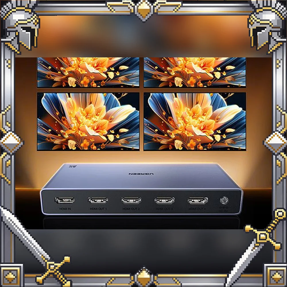 UGREEN CM713 25859 HDMI 2.1 Splitter 1x4 8K 60Hz 4K 240Hz HDMI Distribution Amplifier for Laptop PC TV Box Monitor