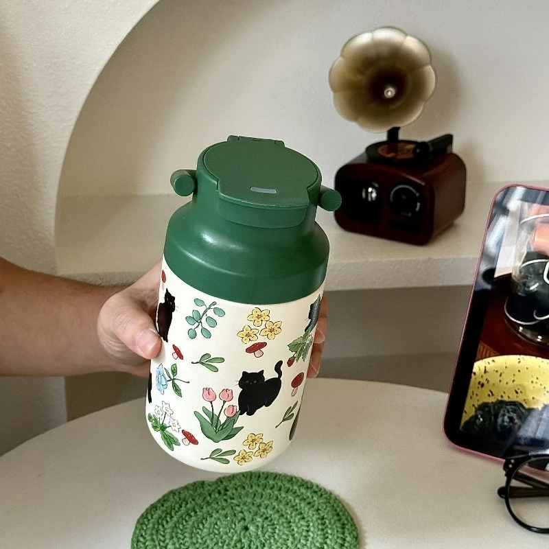 New High Beauty Female Insulated Cup with Middle Ancient Style 316 Stainless Steel Student Portable Non Collision Water Bottle