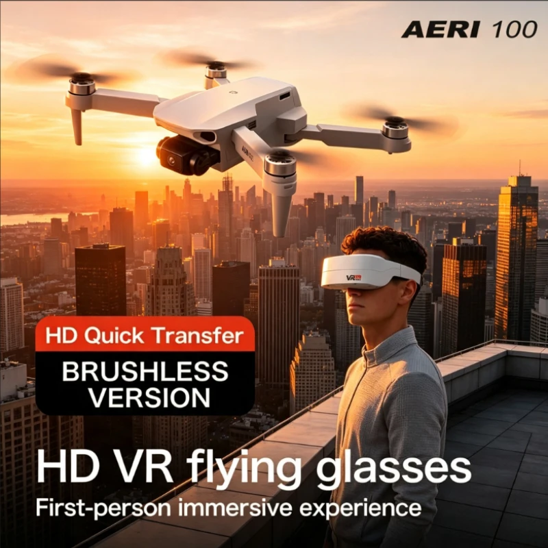 Mini Drone Aeri100 Professional VR Glasses 4k HD Camera WIFI FPV UAV RC Aerial Photography Remote Control Quadcopter Fold Toys