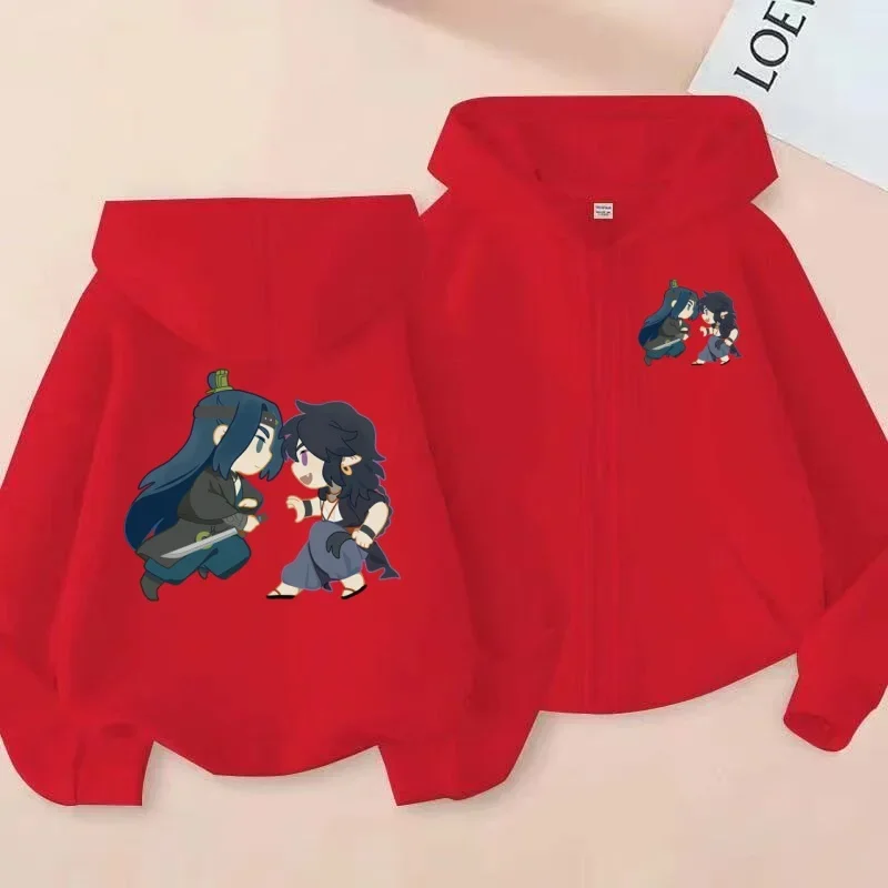 سويت شيرت بسحاب للأطفال Q-Version بغطاء للرأس مطبوع عليه الرسوم المتحركة، بلوزة متعددة الاستخدامات للأولاد والبنات #4