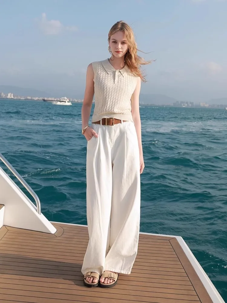 Maglione lavorato a maglia estivo pigro coreano Sle Pure Color Svel Overhead Faion Vest Pendolarismo Casual Loose Fit Button Detail